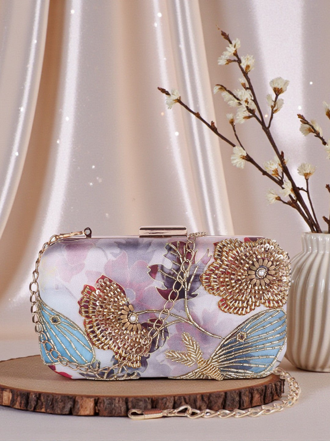 VRPS Printed Embroidered Clutch | Handcrafted Ethnic Bag | SWIS-480