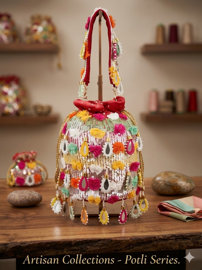 VRPS Designer Potli Bag | Handcrafted Ethnic Bag | SWIS-4828