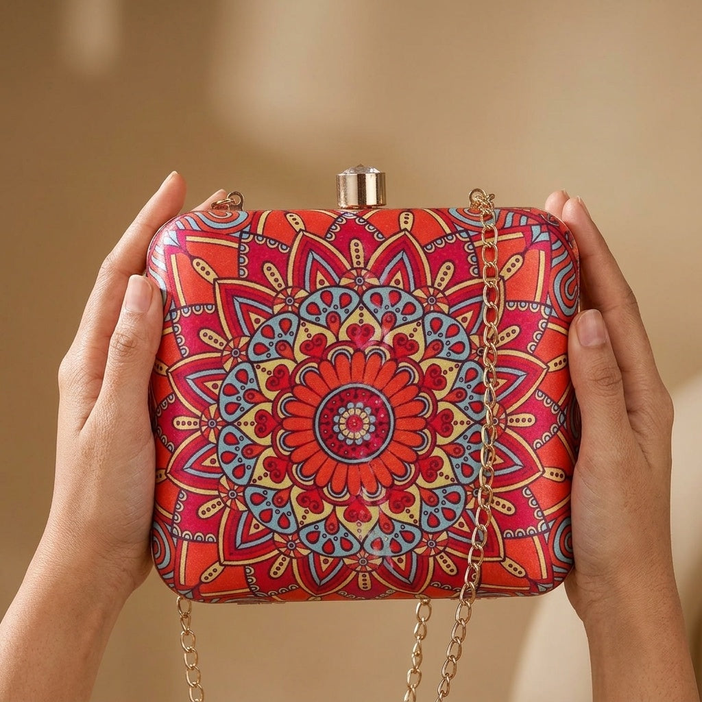 Sadhna Classic — Satin Printed Clutch