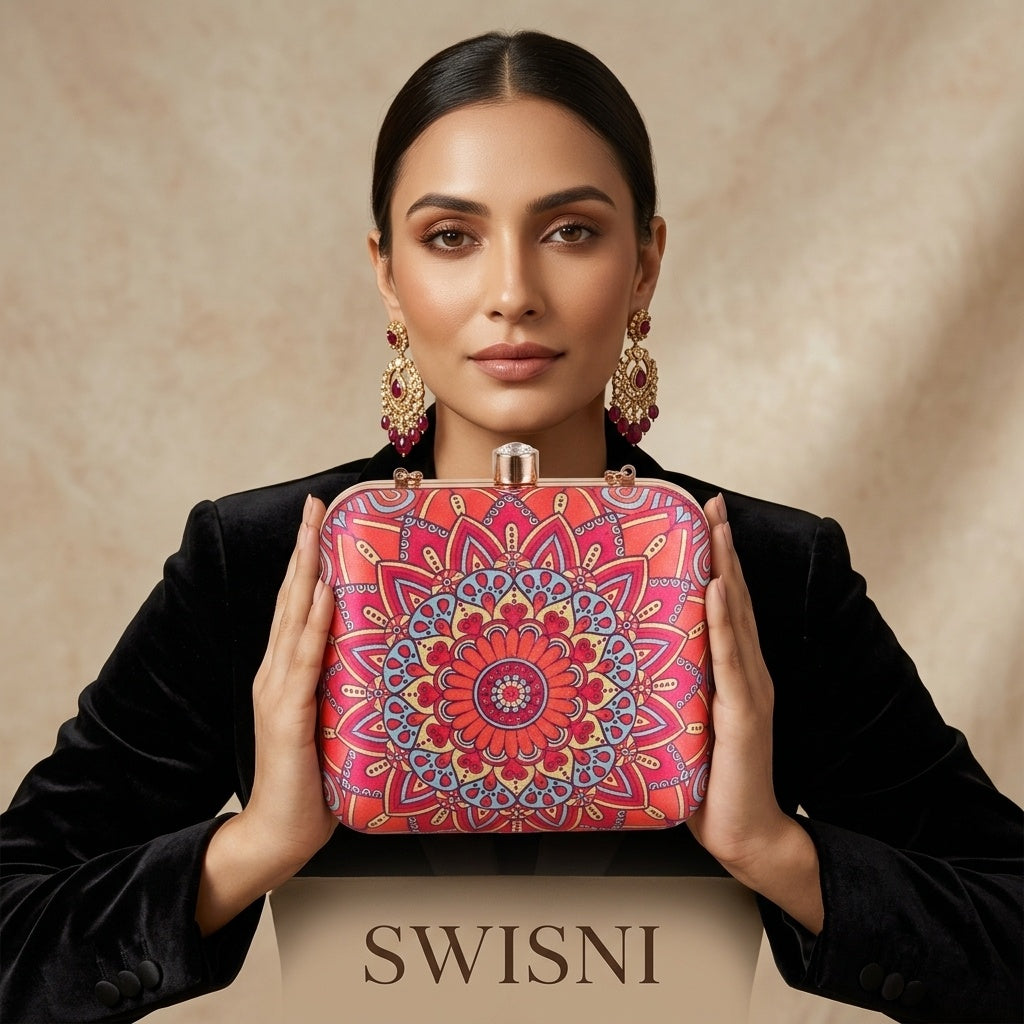 Sadhna Classic — Satin Printed Clutch