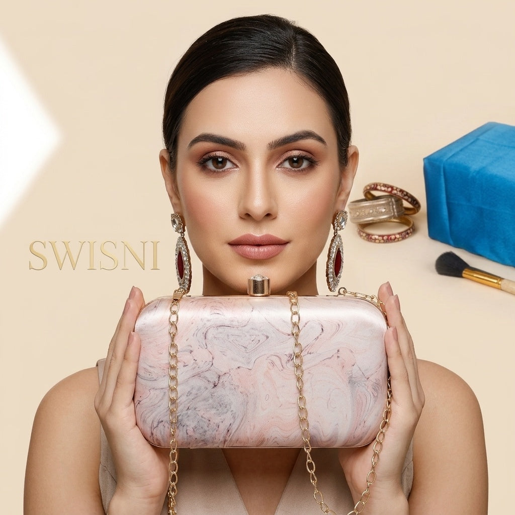 Samira — Satin Printed Clutch