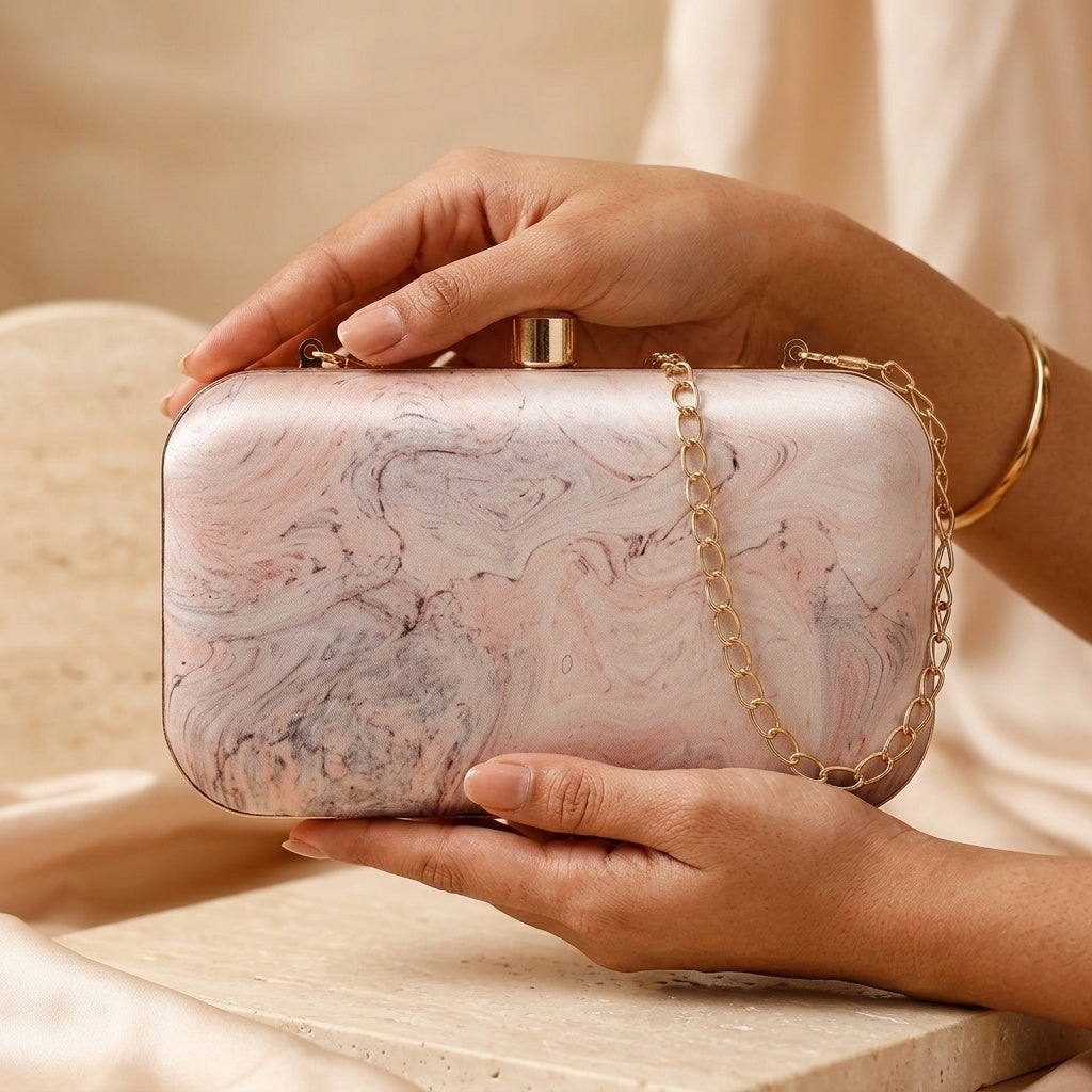 Samira — Satin Printed Clutch - Front View | SWIS-48