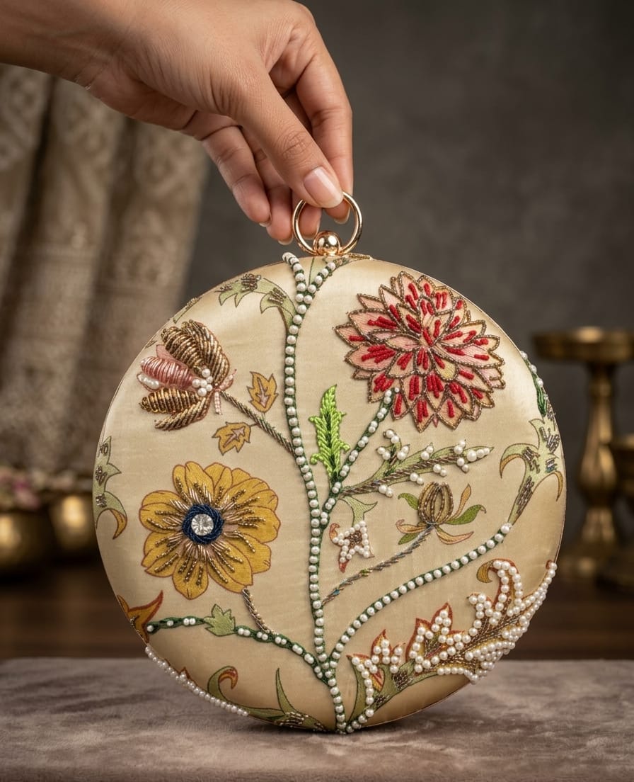 VRPS Printed Embroidered Clutch | Handcrafted Ethnic Bag | SWIS-4906
