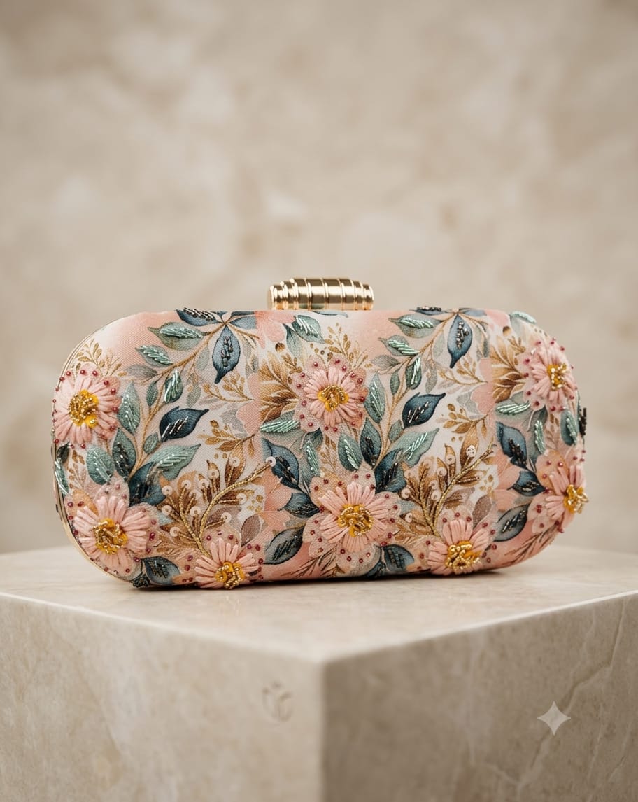 VRPS Printed Embroidered Clutch | Handcrafted Ethnic Bag | SWIS-4923