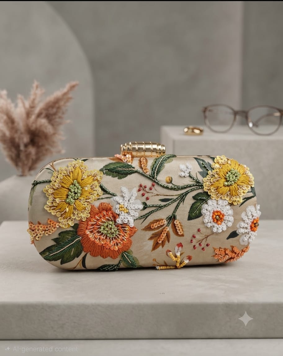 VRPS Printed Embroidered Clutch | Handcrafted Ethnic Bag | SWIS-4930