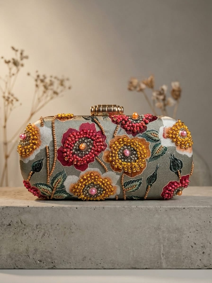 VRPS Printed Embroidered Clutch | Handcrafted Ethnic Bag | SWIS-4934