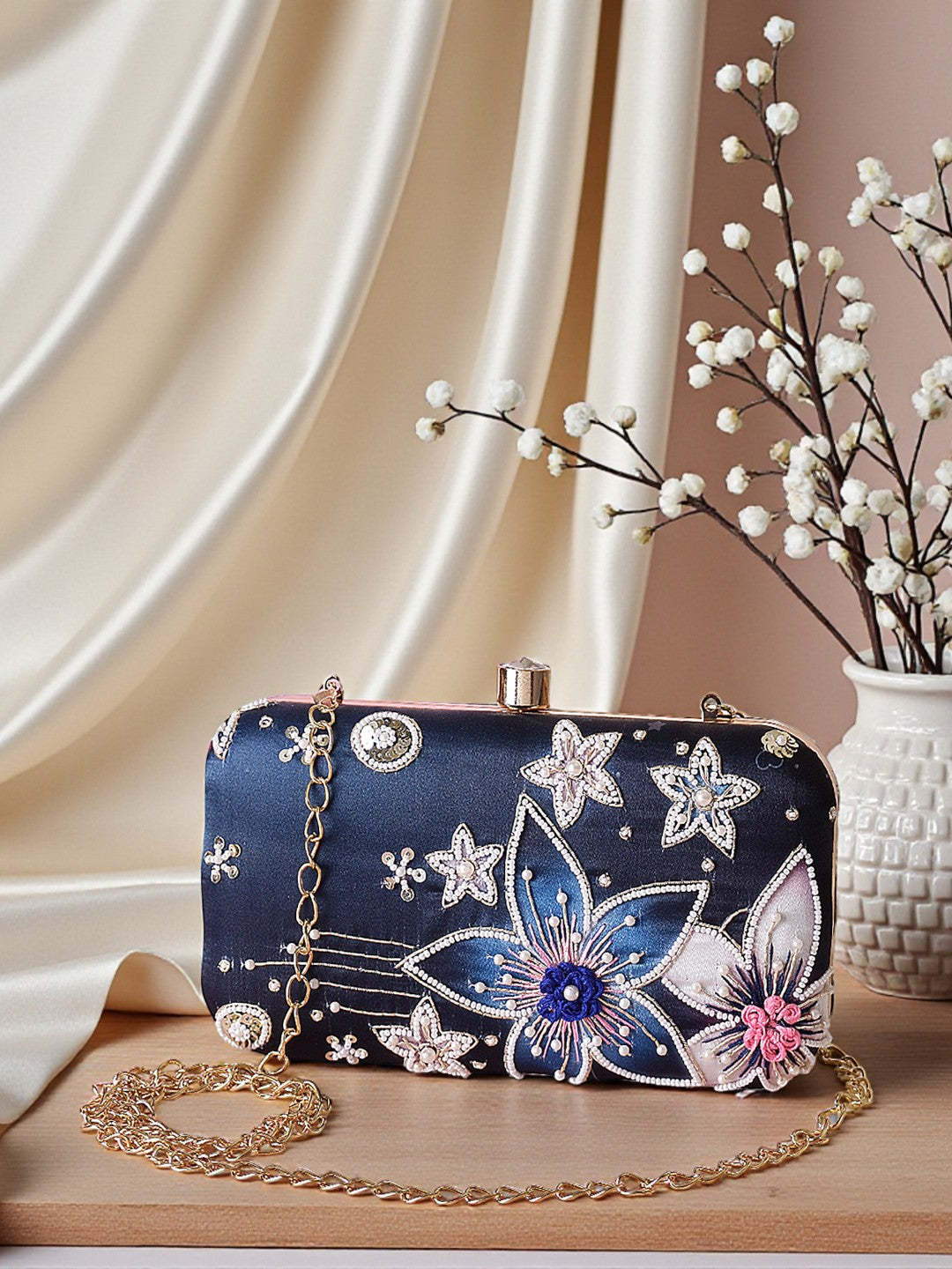 VRPS Printed Embroidered Clutch | Handcrafted Ethnic Bag | SWIS-498