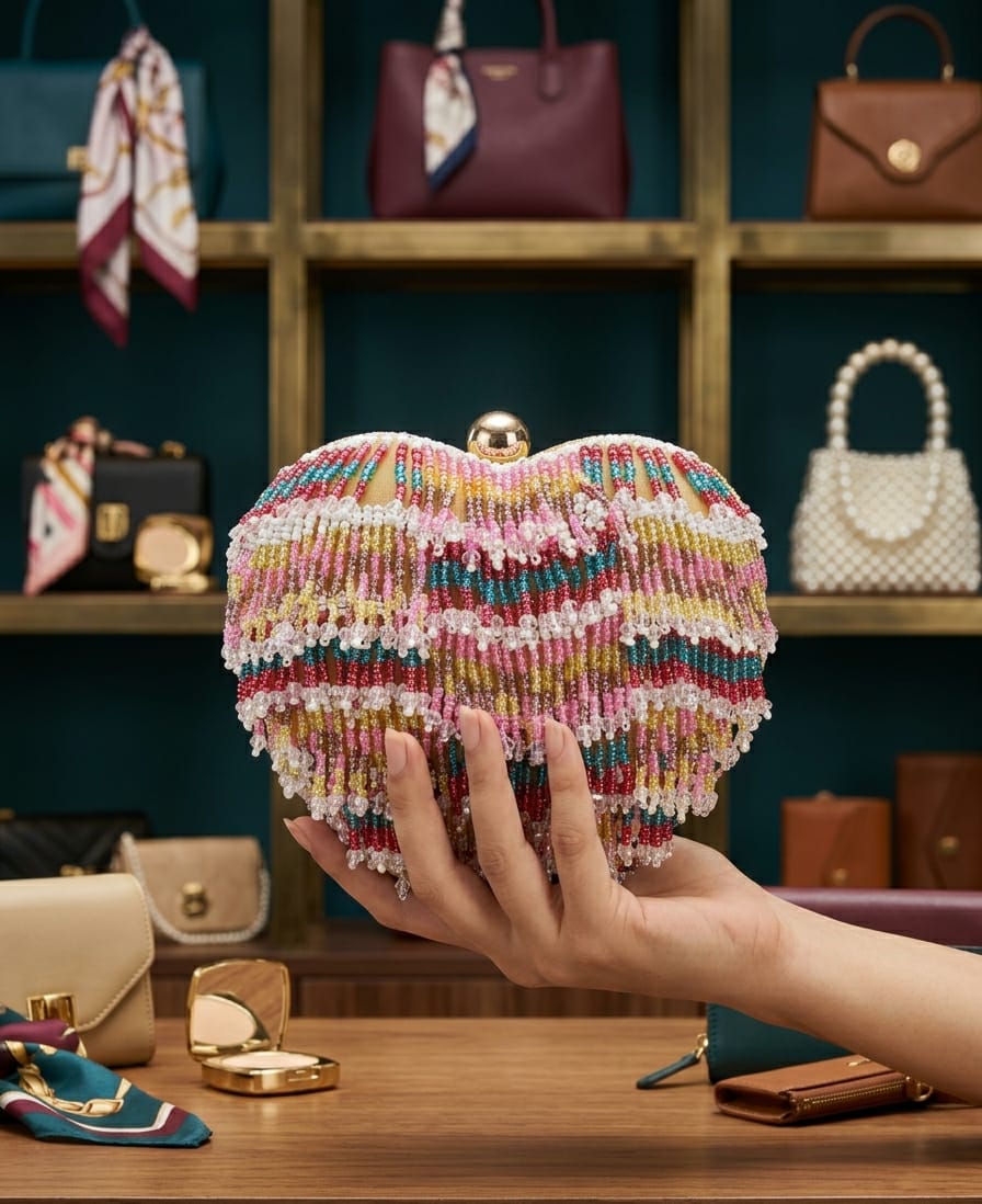 VRPS Heart Shape Clutch | Handcrafted Ethnic Bag | SWIS-4999