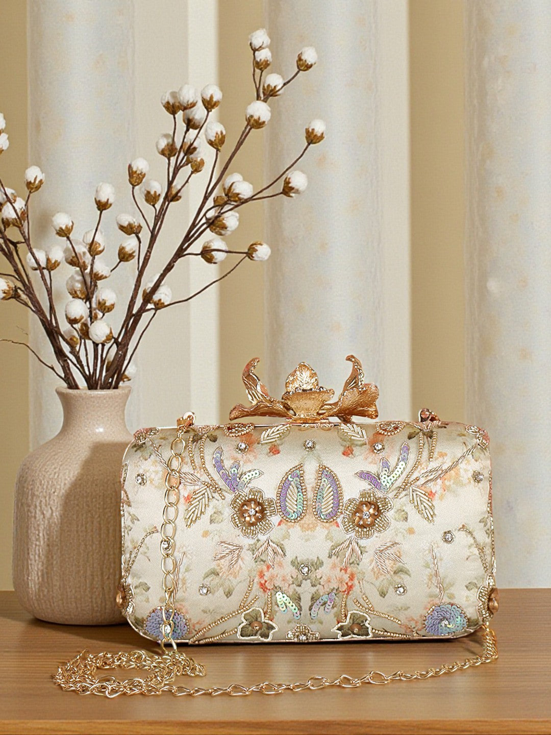 VRPS Printed Embroidered Clutch | Handcrafted Ethnic Bag | SWIS-500