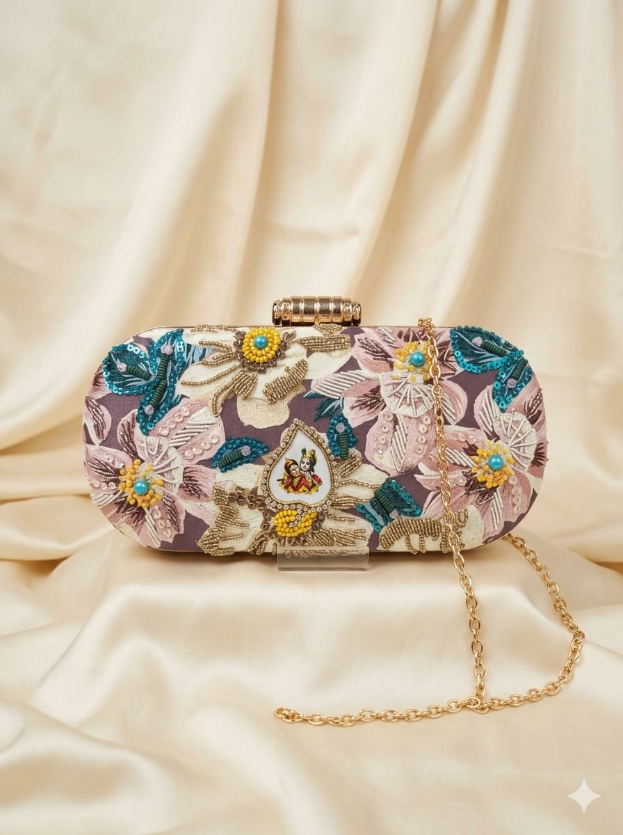 VRPS Printed Embroidered Clutch | Handcrafted Ethnic Bag | SWIS-5117