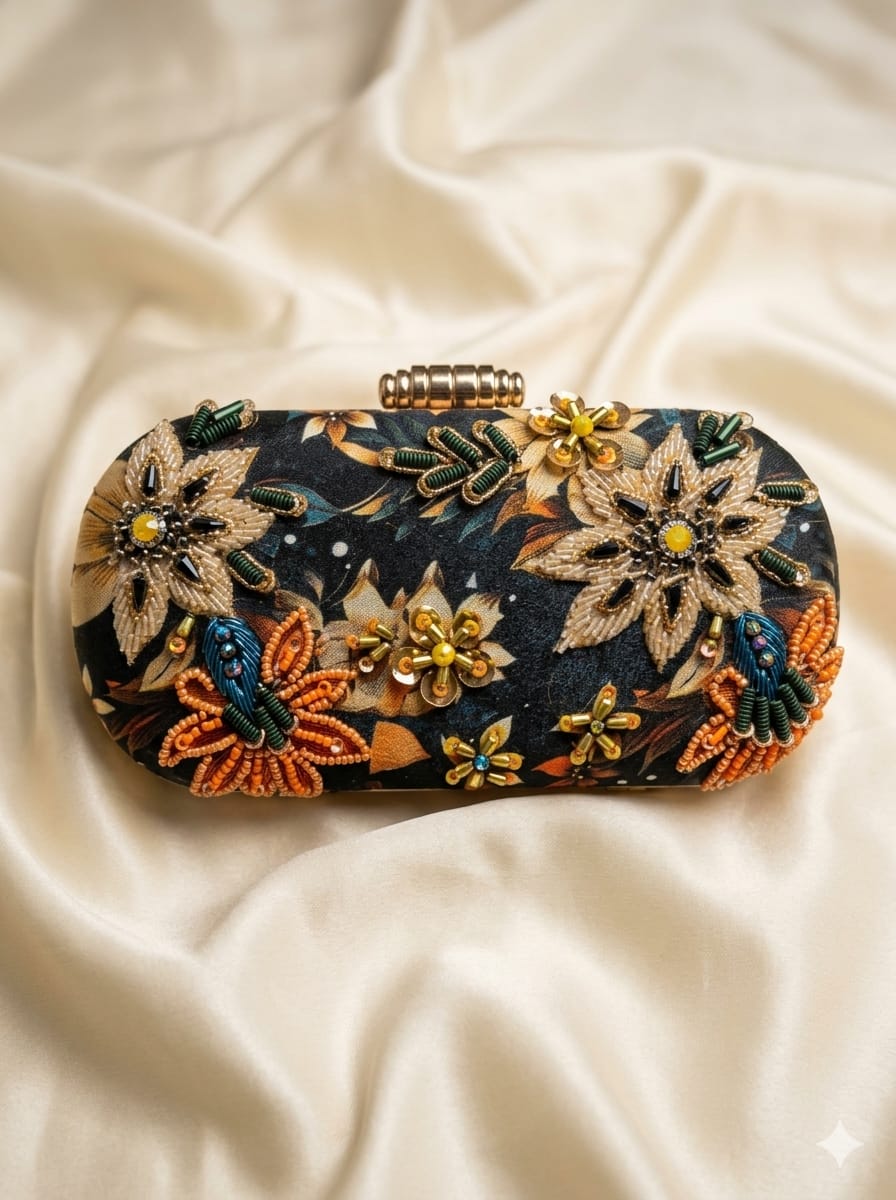 VRPS Printed Embroidered Clutch | Handcrafted Ethnic Bag | SWIS-5118