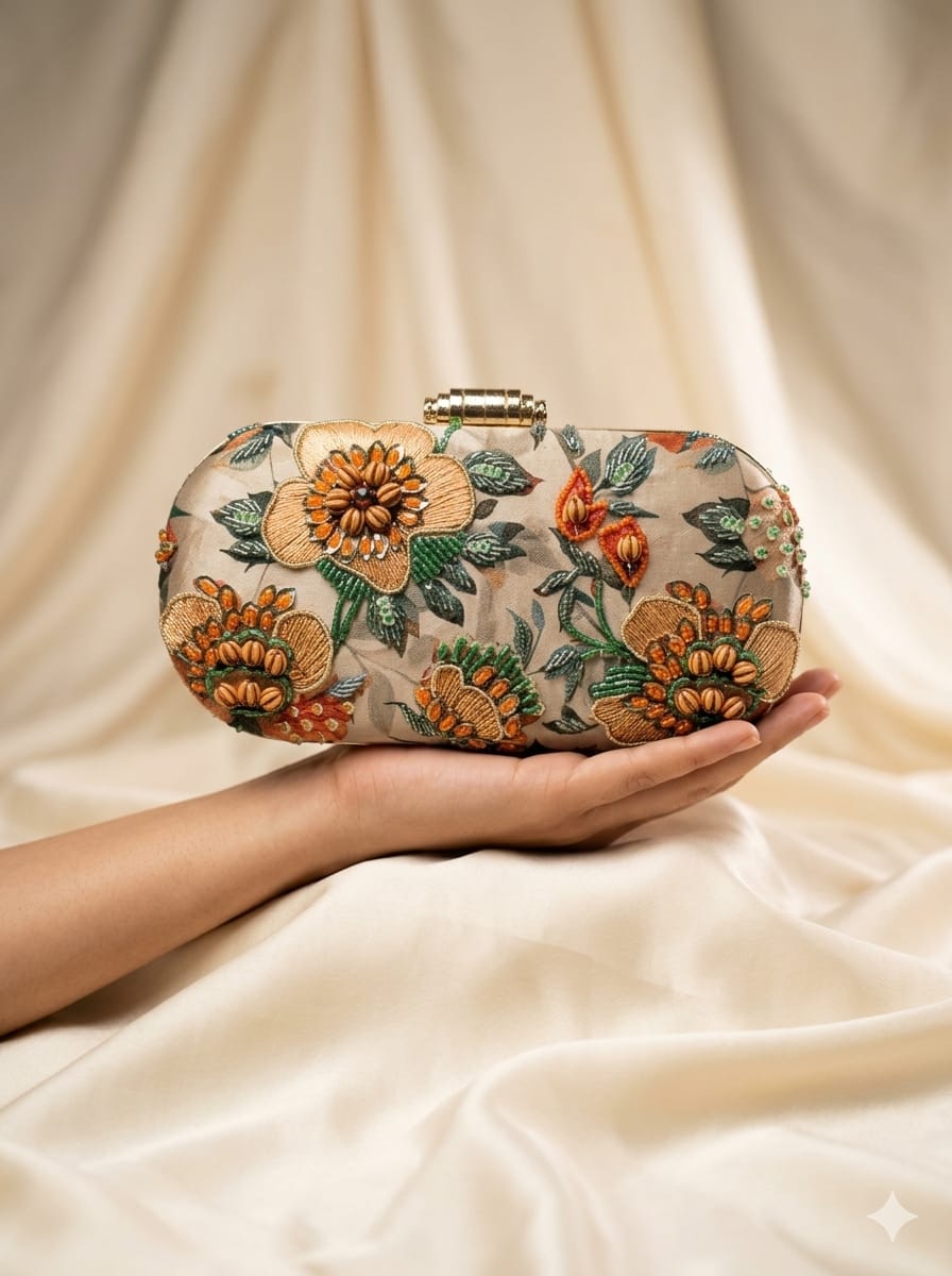 VRPS Printed Embroidered Clutch | Handcrafted Ethnic Bag | SWIS-5121