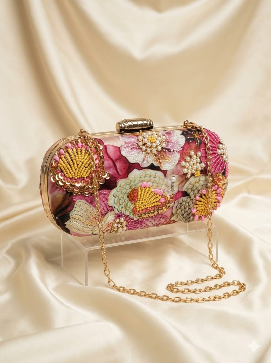 VRPS Printed Embroidered Clutch | Handcrafted Ethnic Bag | SWIS-5124