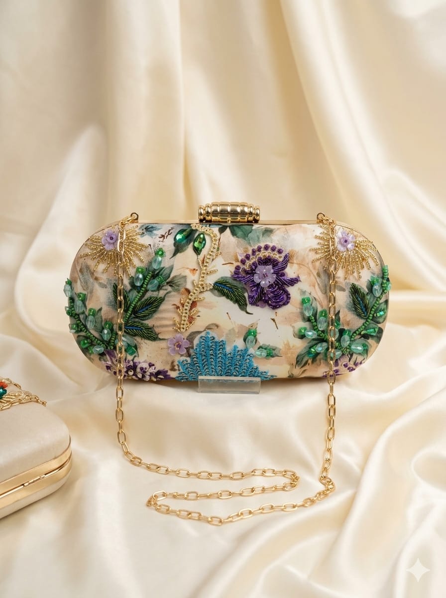 VRPS Printed Embroidered Clutch | Handcrafted Ethnic Bag | SWIS-5125