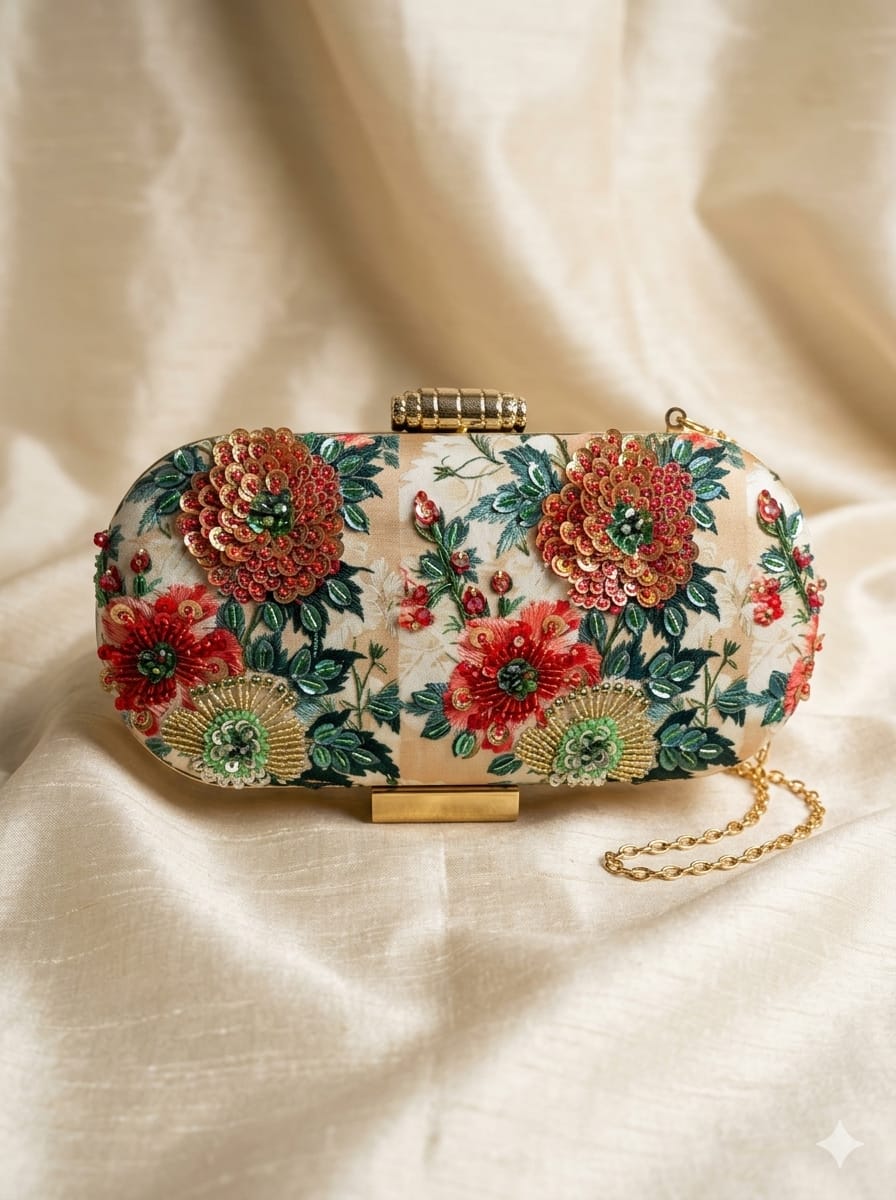 VRPS Printed Embroidered Clutch | Handcrafted Ethnic Bag | SWIS-5126