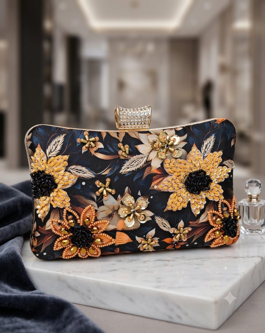 VRPS Printed Embroidered Clutch | Handcrafted Ethnic Bag | SWIS-5259