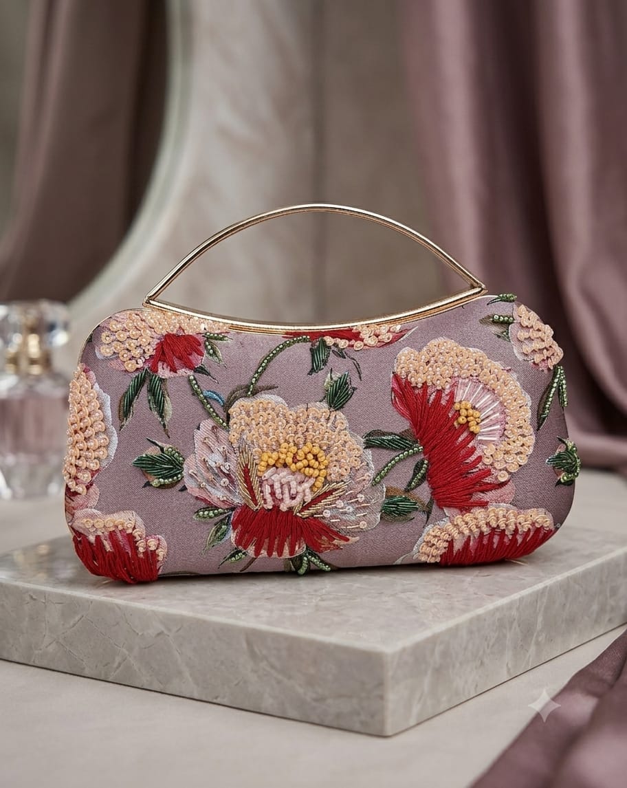 VRPS Printed Embroidered Clutch | Handcrafted Ethnic Bag | SWIS-5261