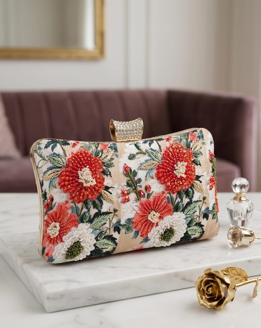 VRPS Printed Embroidered Clutch | Handcrafted Ethnic Bag | SWIS-5262