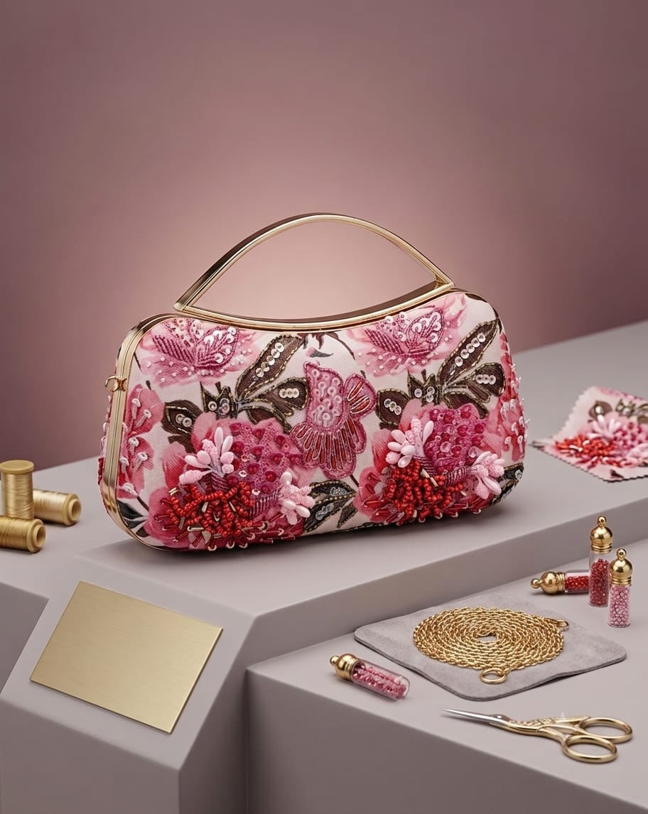 VRPS Printed Embroidered Clutch | Handcrafted Ethnic Bag | SWIS-5266