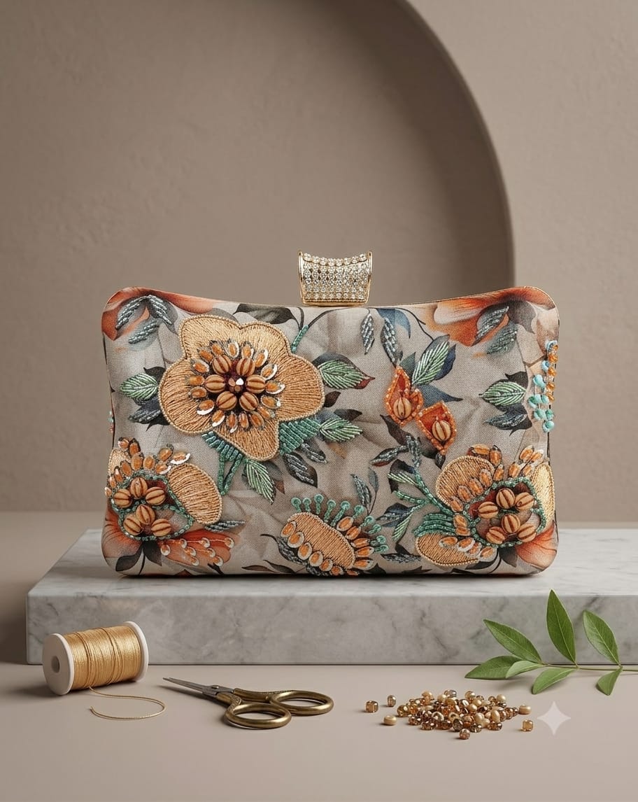 VRPS Printed Embroidered Clutch | Handcrafted Ethnic Bag | SWIS-5267