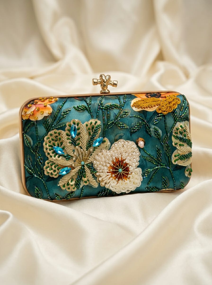 VRPS Printed Embroidered Clutch | Handcrafted Ethnic Bag | SWIS-5611