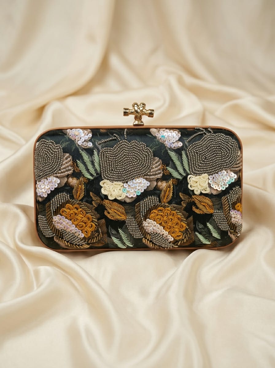 VRPS Printed Embroidered Clutch | Handcrafted Ethnic Bag | SWIS-5614