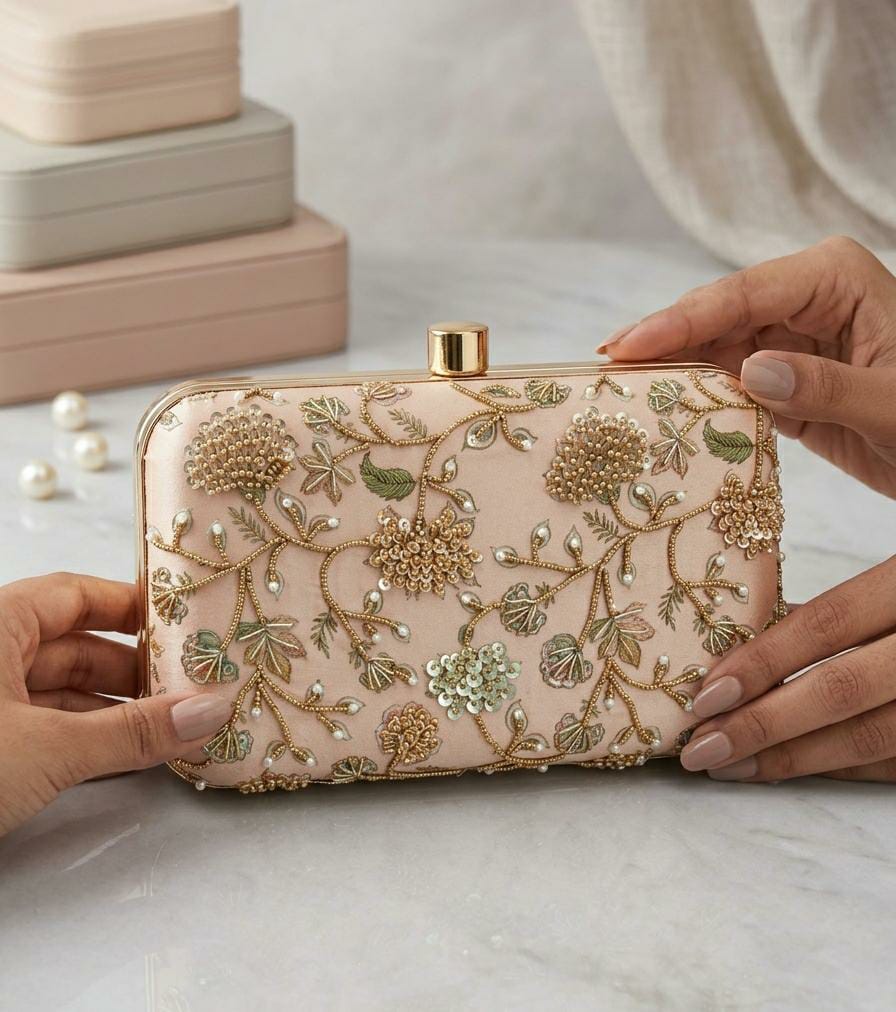 VRPS Printed Embroidered Clutch | Handcrafted Ethnic Bag | SWIS-5635