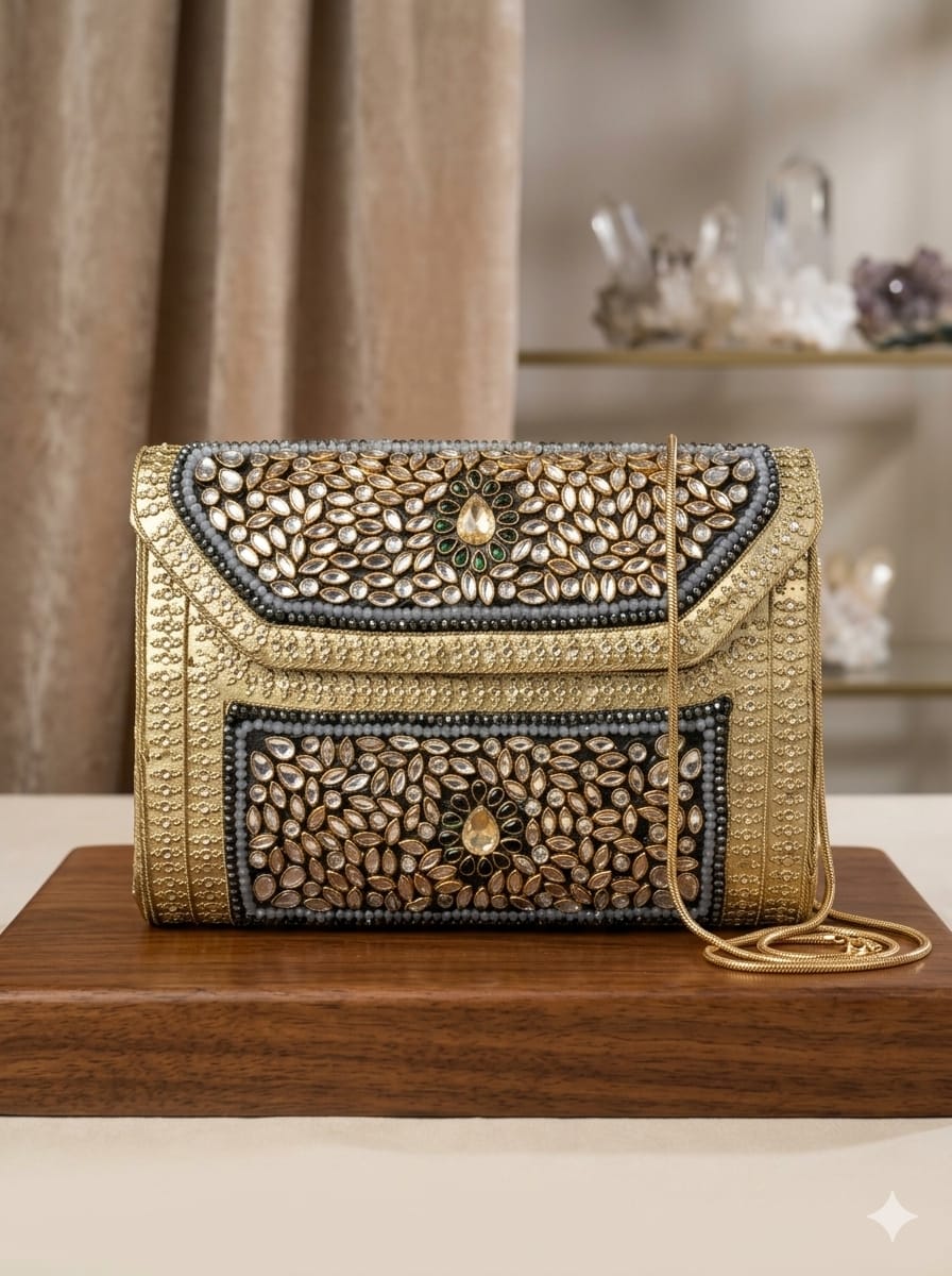 VRPS Metal Clutch | Handcrafted Ethnic Bag | SWIS-5640