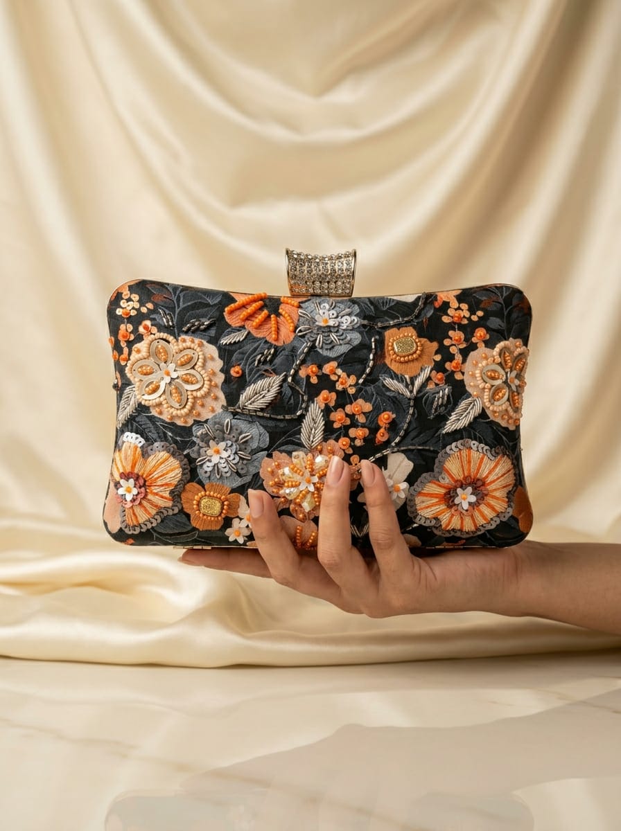 VRPS Printed Embroidered Clutch | Handcrafted Ethnic Bag | SWIS-5656