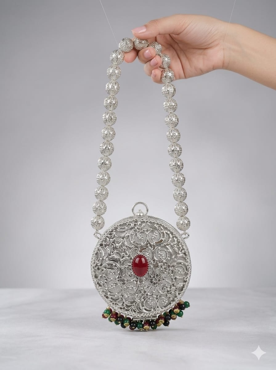 VRPS Metal Clutch | Handcrafted Ethnic Bag | SWIS-5689
