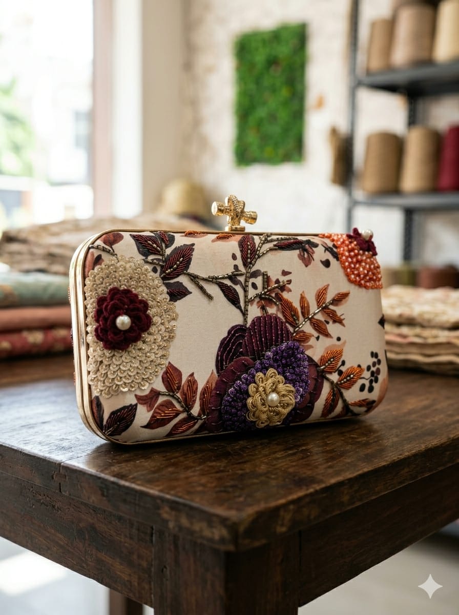 VRPS Printed Embroidered Clutch | Handcrafted Ethnic Bag | SWIS-5700