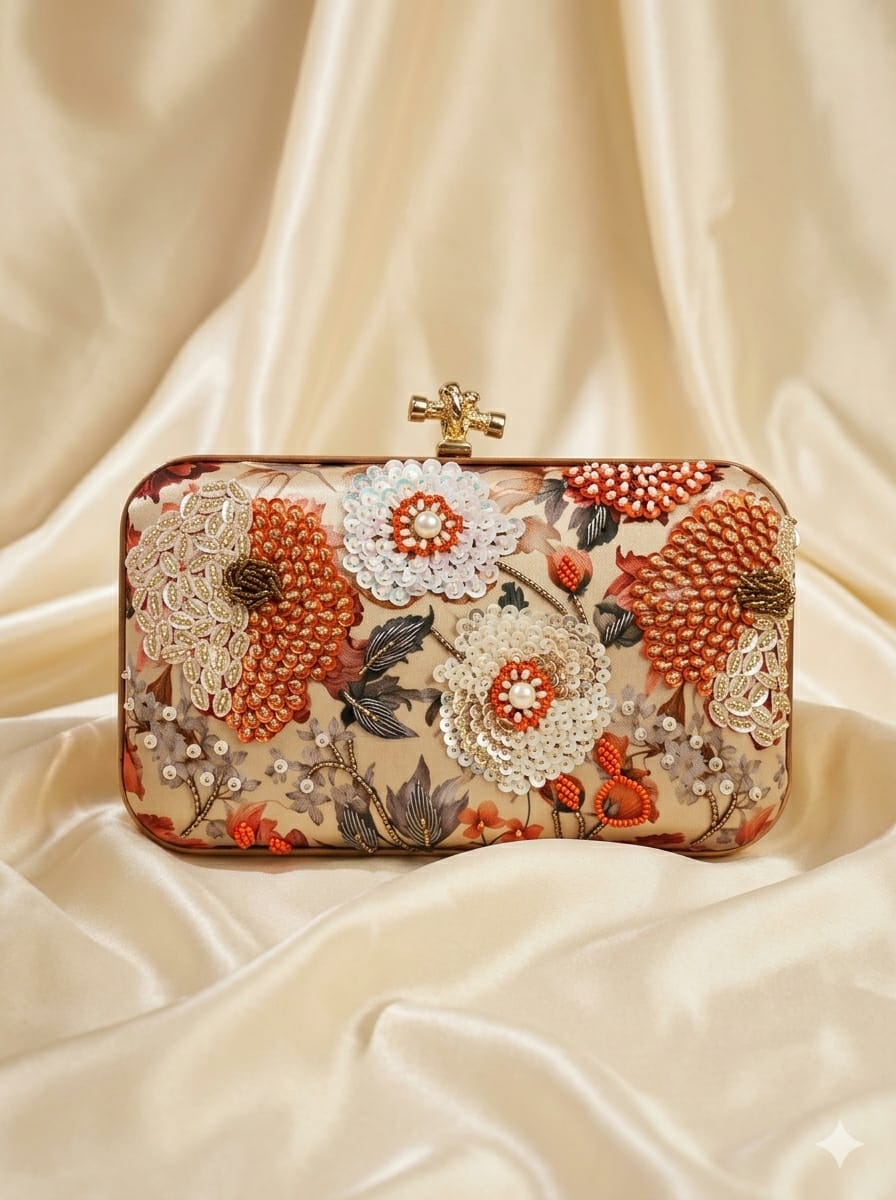PRINTED EMBROIDERED CLUTCHES - SWIS-5741