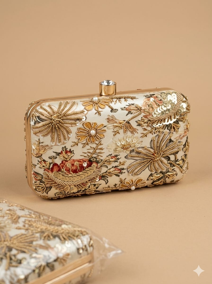 Jhanvi Printed Embroidered Clutch - SWIS-5898
