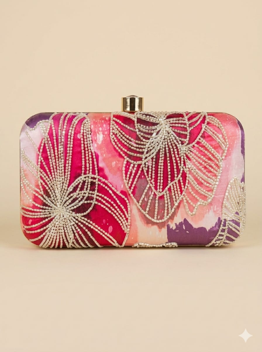 Kavya Printed Embroidered Clutch - SWIS-5974