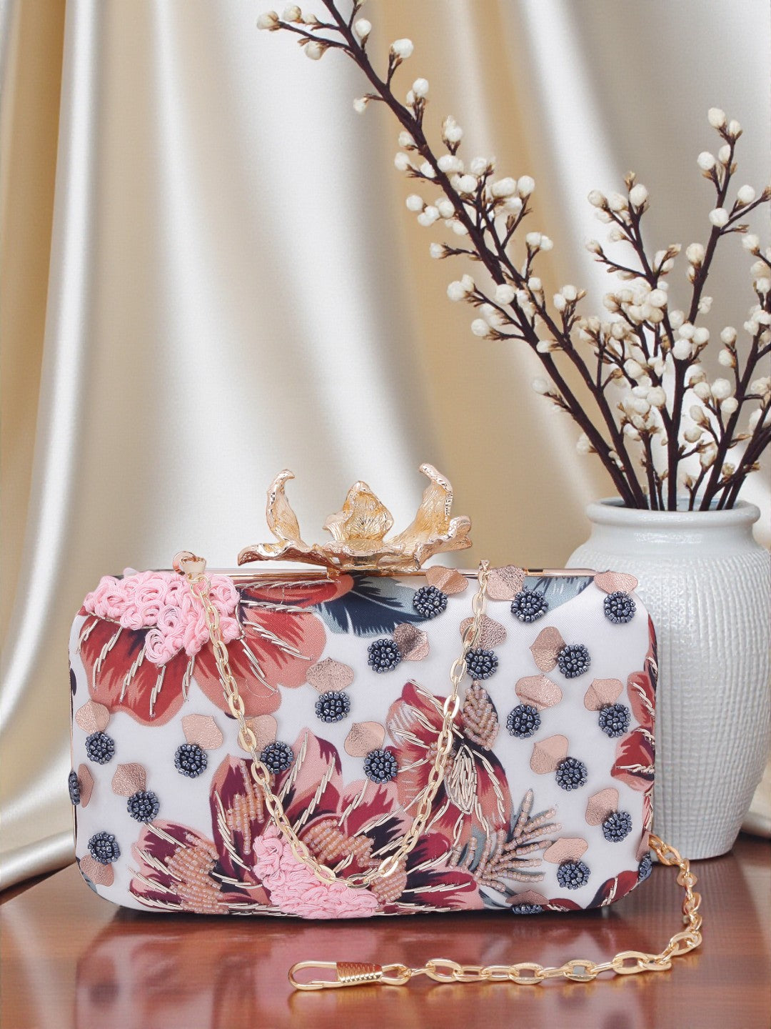 VRPS Printed Embroidered Clutch | Handcrafted Ethnic Bag | SWIS-623