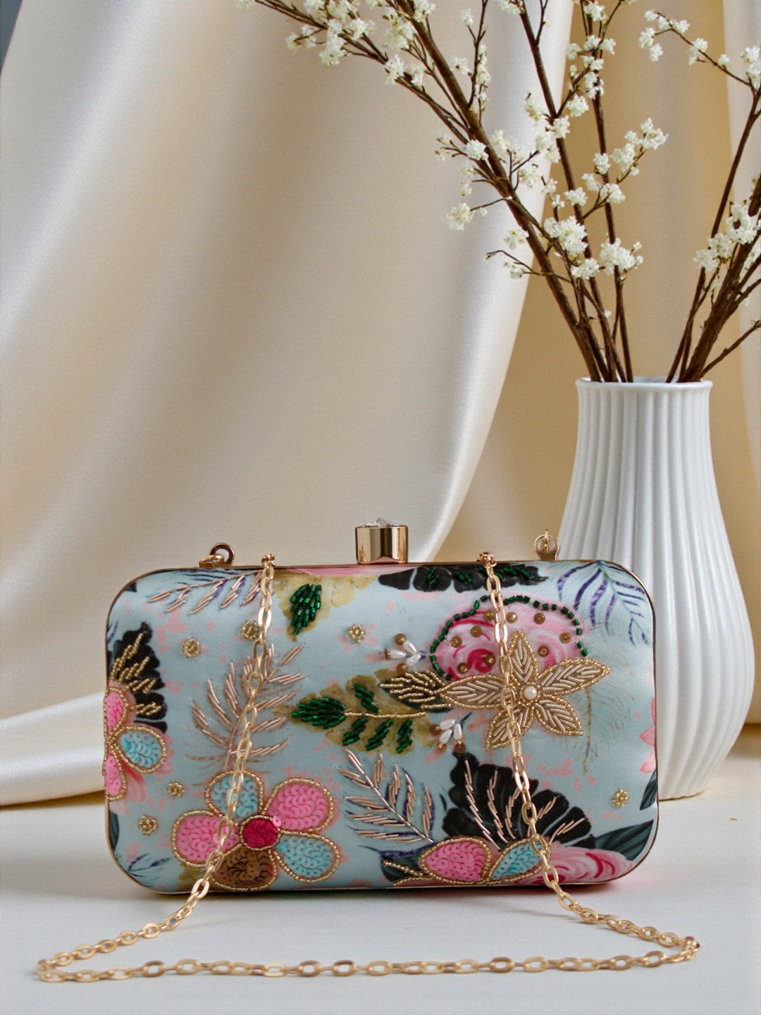 VRPS Printed Embroidered Clutch | Handcrafted Ethnic Bag | SWIS-647