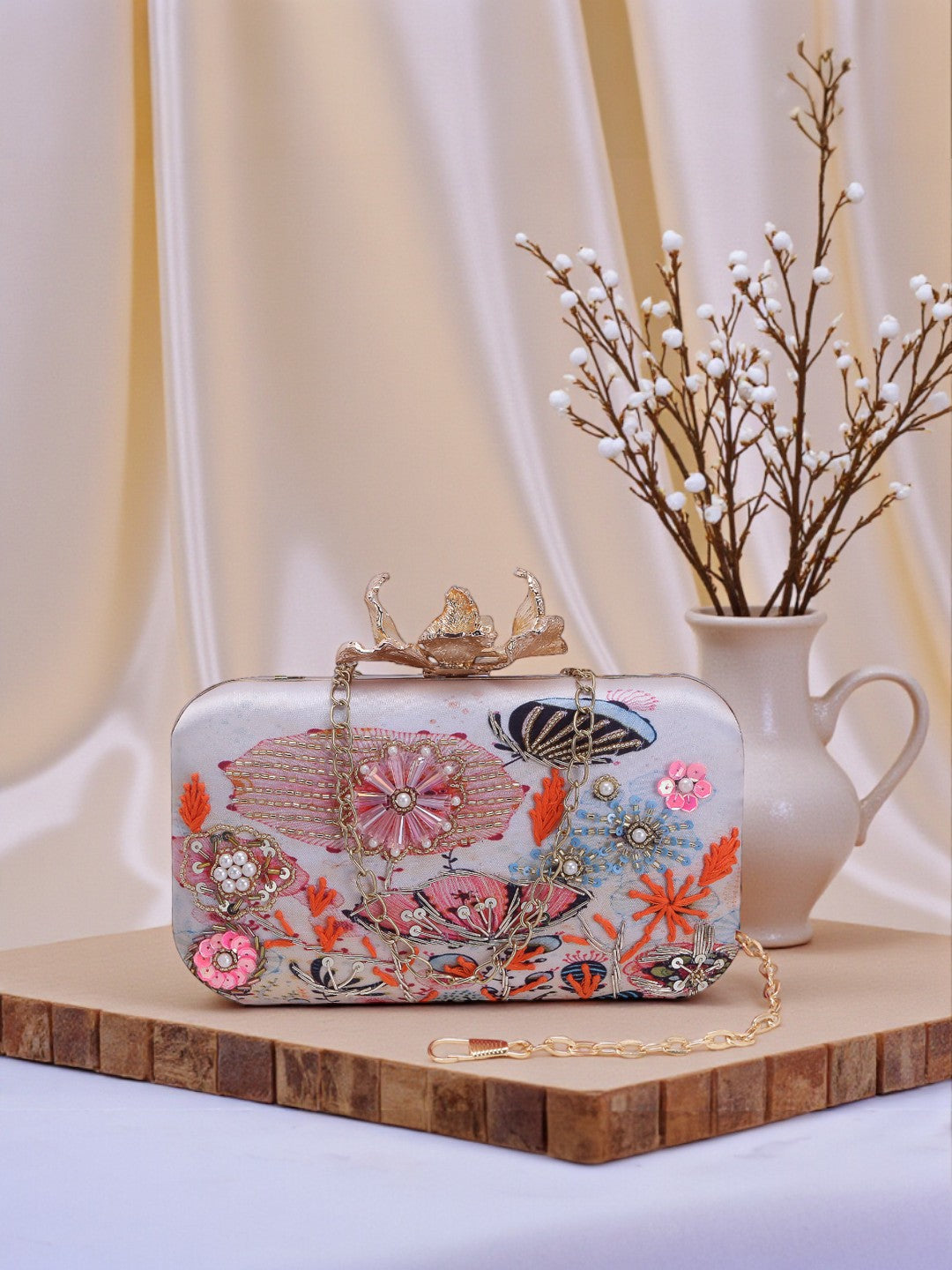 VRPS Printed Embroidered Clutch | Handcrafted Ethnic Bag | SWIS-649