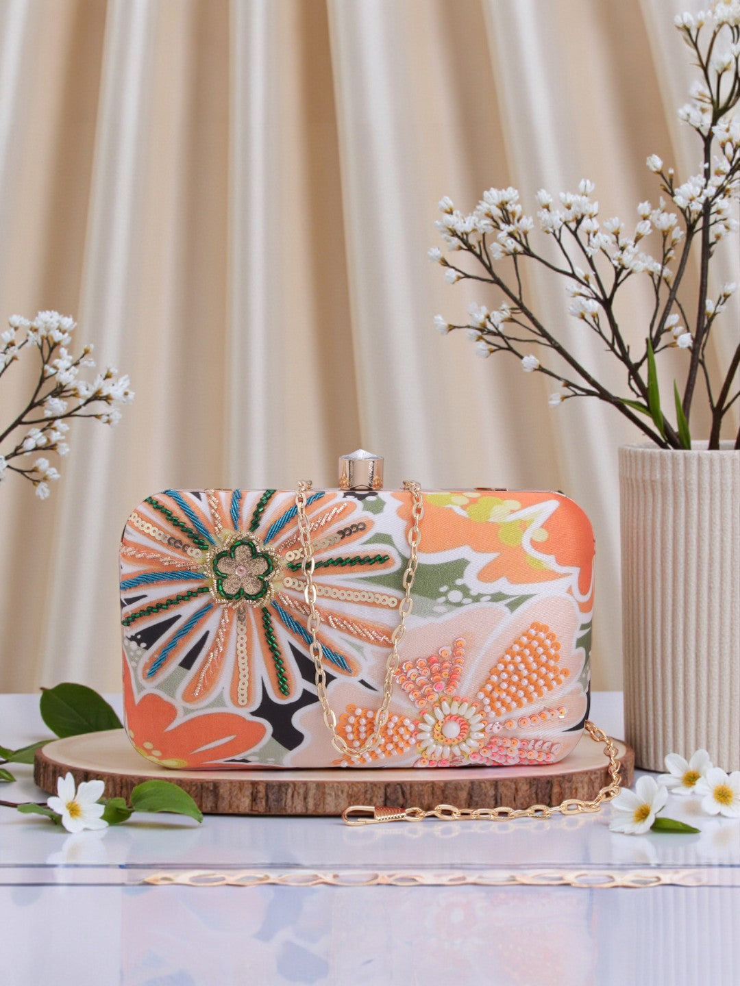 VRPS Printed Embroidered Clutch | Handcrafted Ethnic Bag | SWIS-656