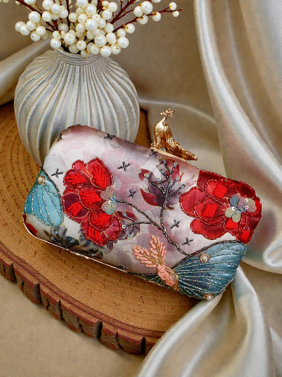 VRPS Printed Embroidered Clutch | Handcrafted Ethnic Bag | SWIS-800