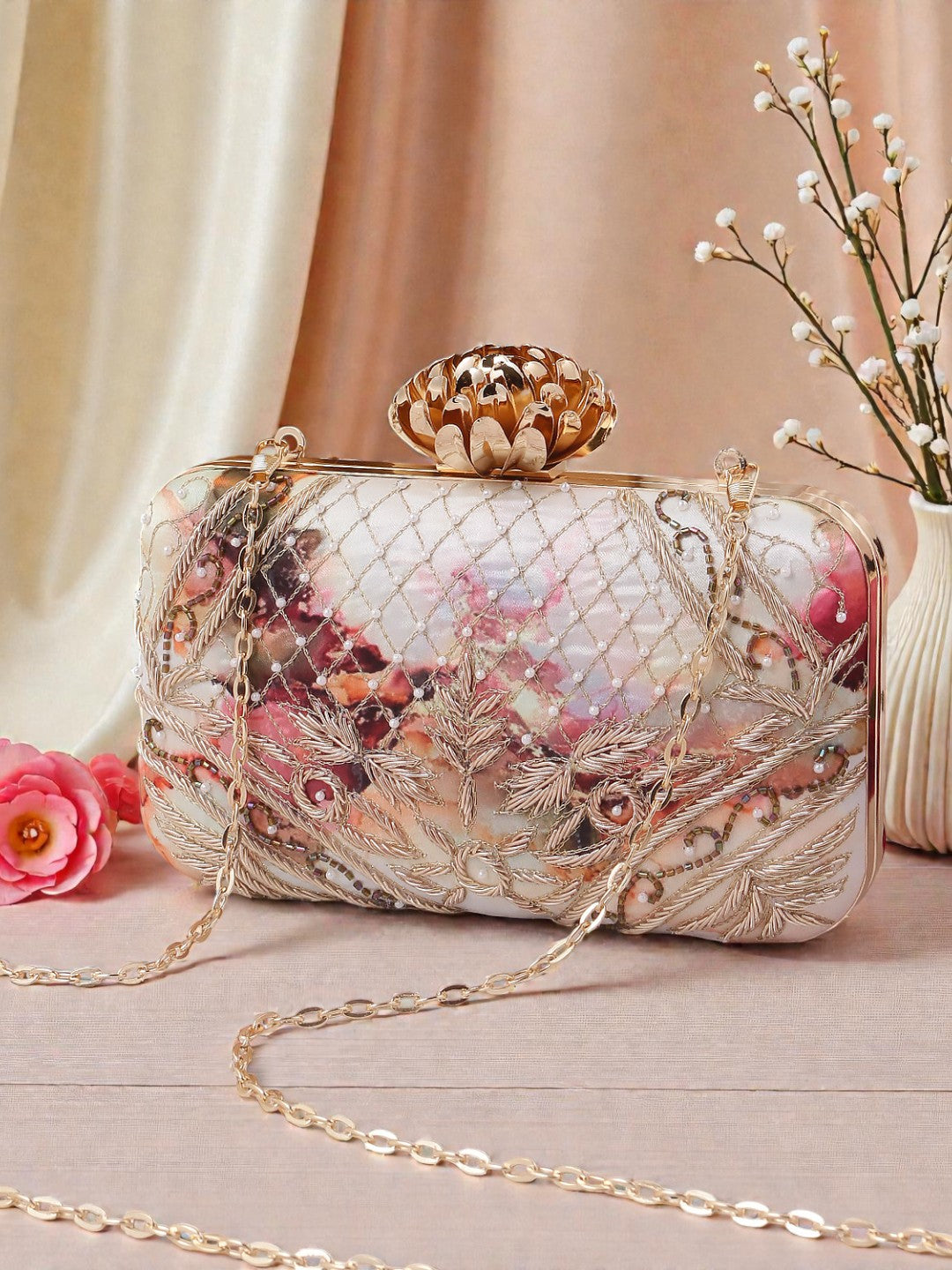 VRPS Printed Embroidered Clutch | Handcrafted Ethnic Bag | SWIS-825