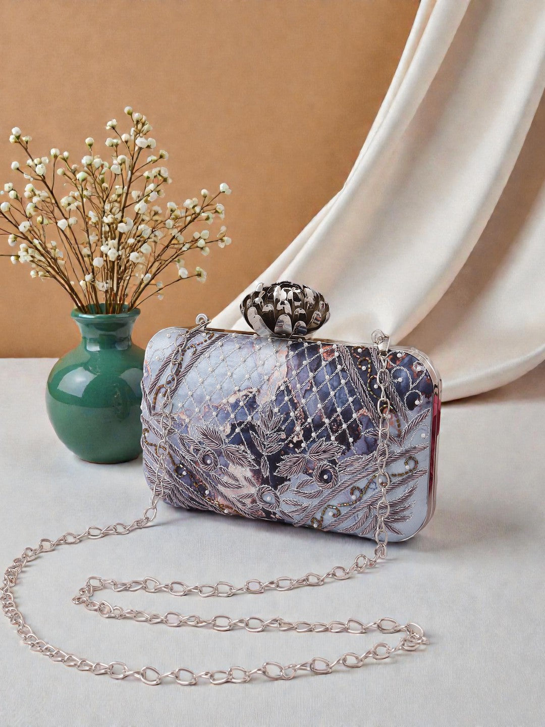VRPS Printed Embroidered Clutch | Handcrafted Ethnic Bag | SWIS-830