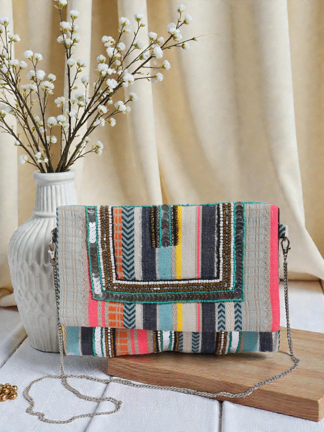 Handcrafted Beaded Clutch SWIS-848 | VRPS Handicrafts | Indian Ethnic Bag