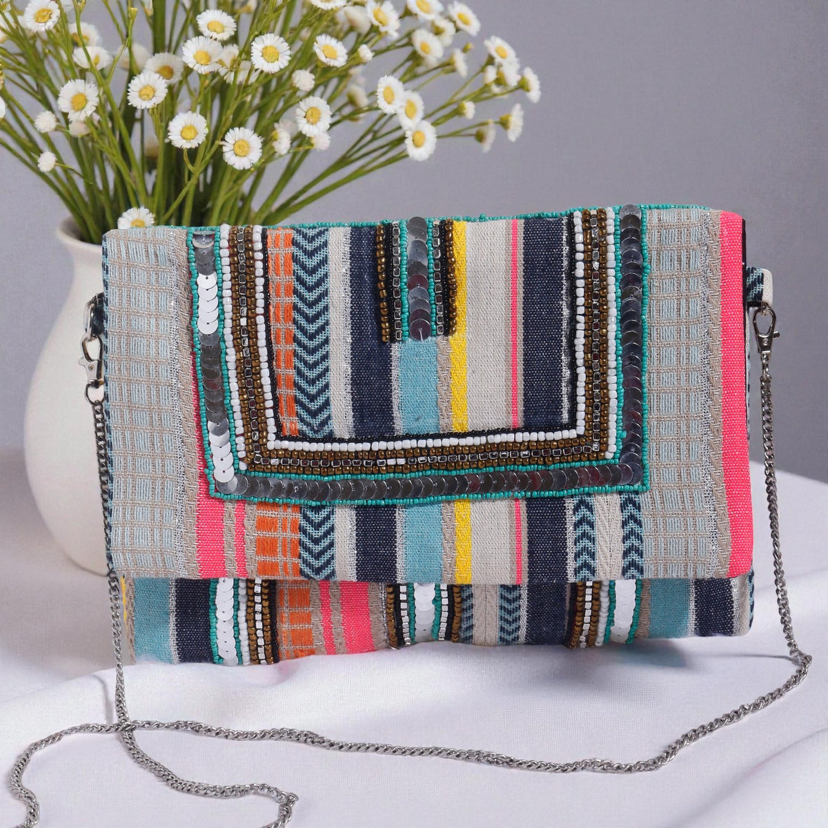 VRPS Beaded Clutch | Handcrafted Ethnic Bag | SWIS-848 | Additional Angle
