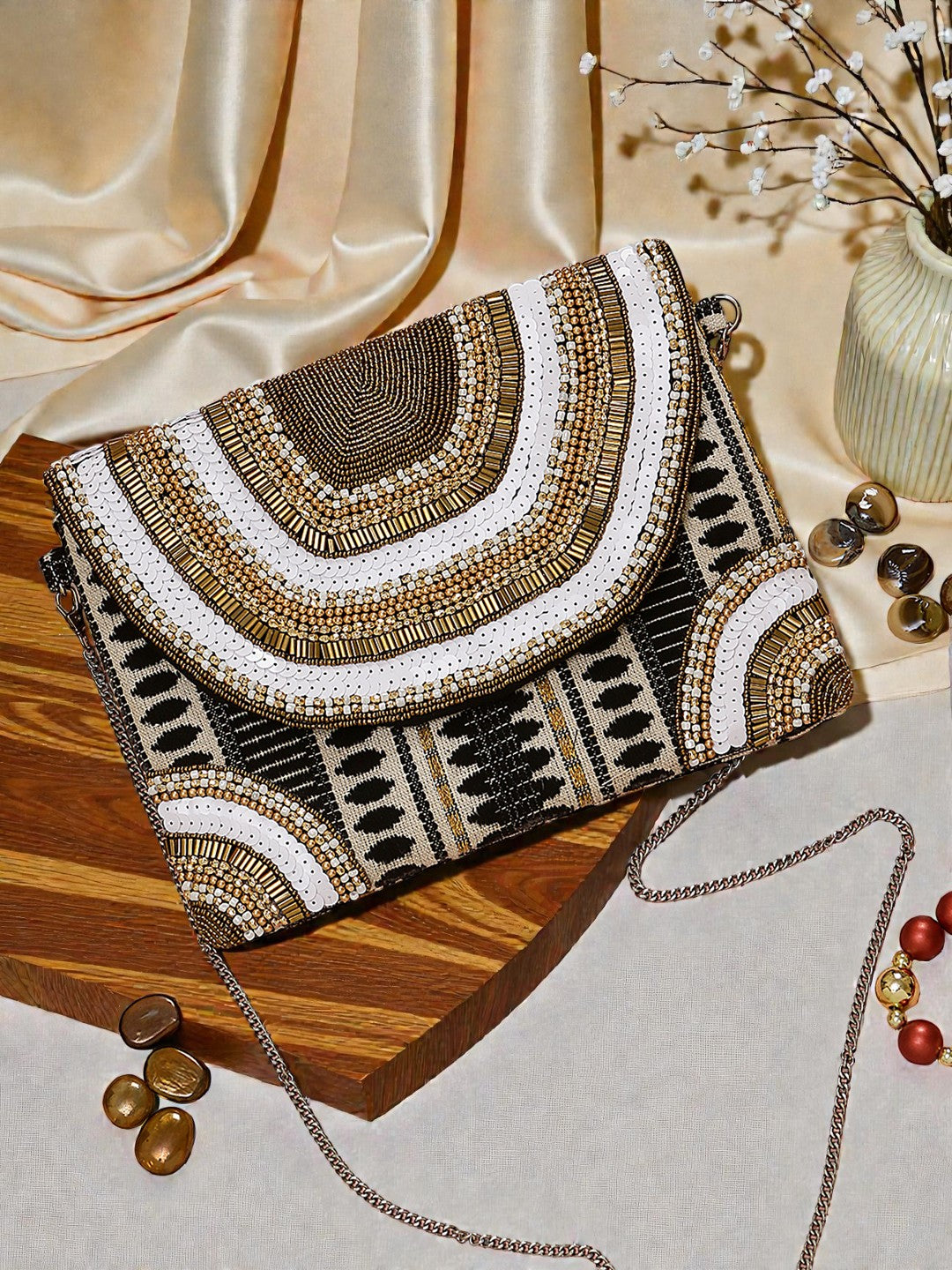 Handcrafted Beaded Clutch SWIS-851 | VRPS Handicrafts | Indian Ethnic Bag