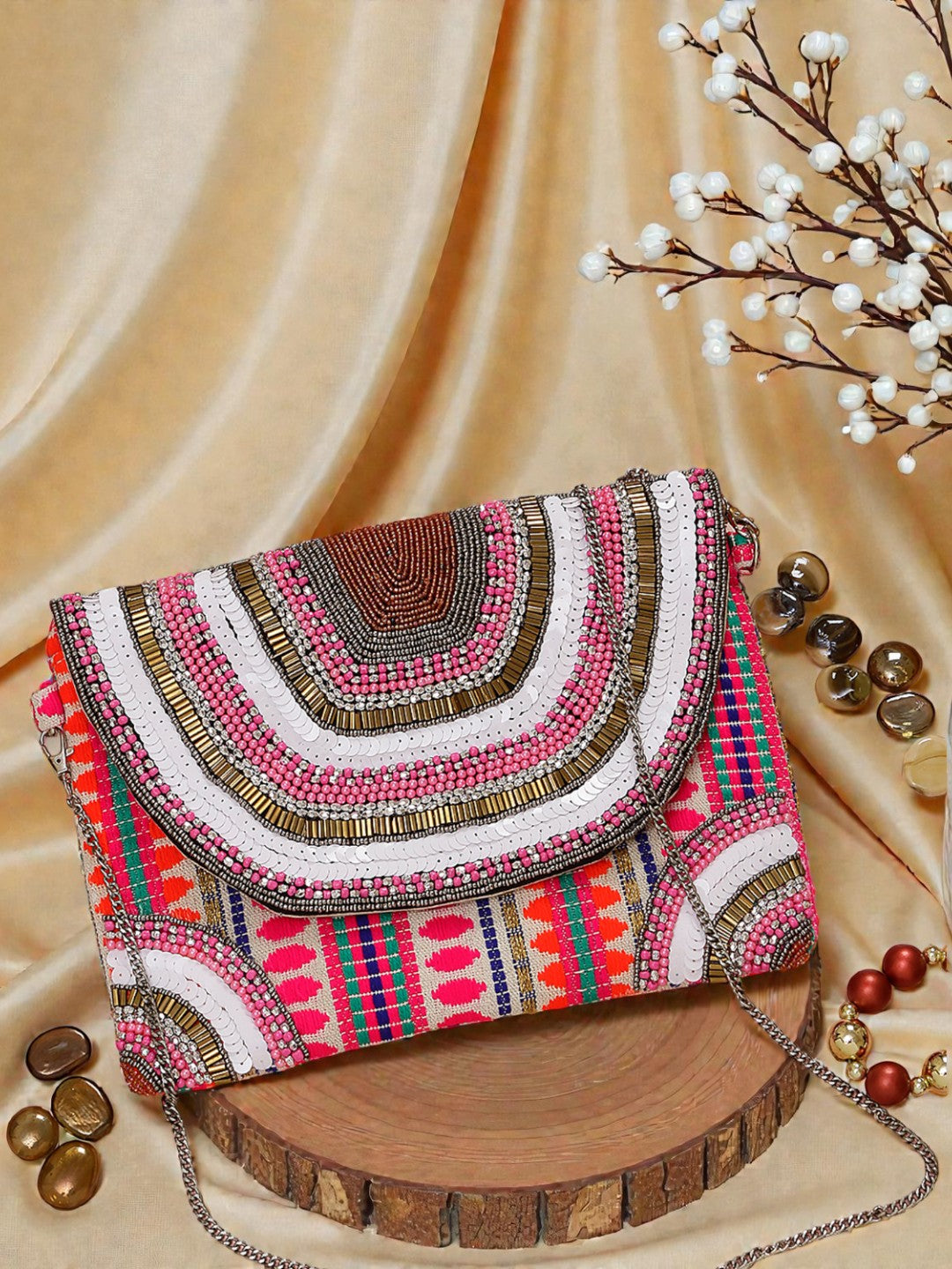 Handcrafted Beaded Clutch SWIS-856 | VRPS Handicrafts | Indian Ethnic Bag