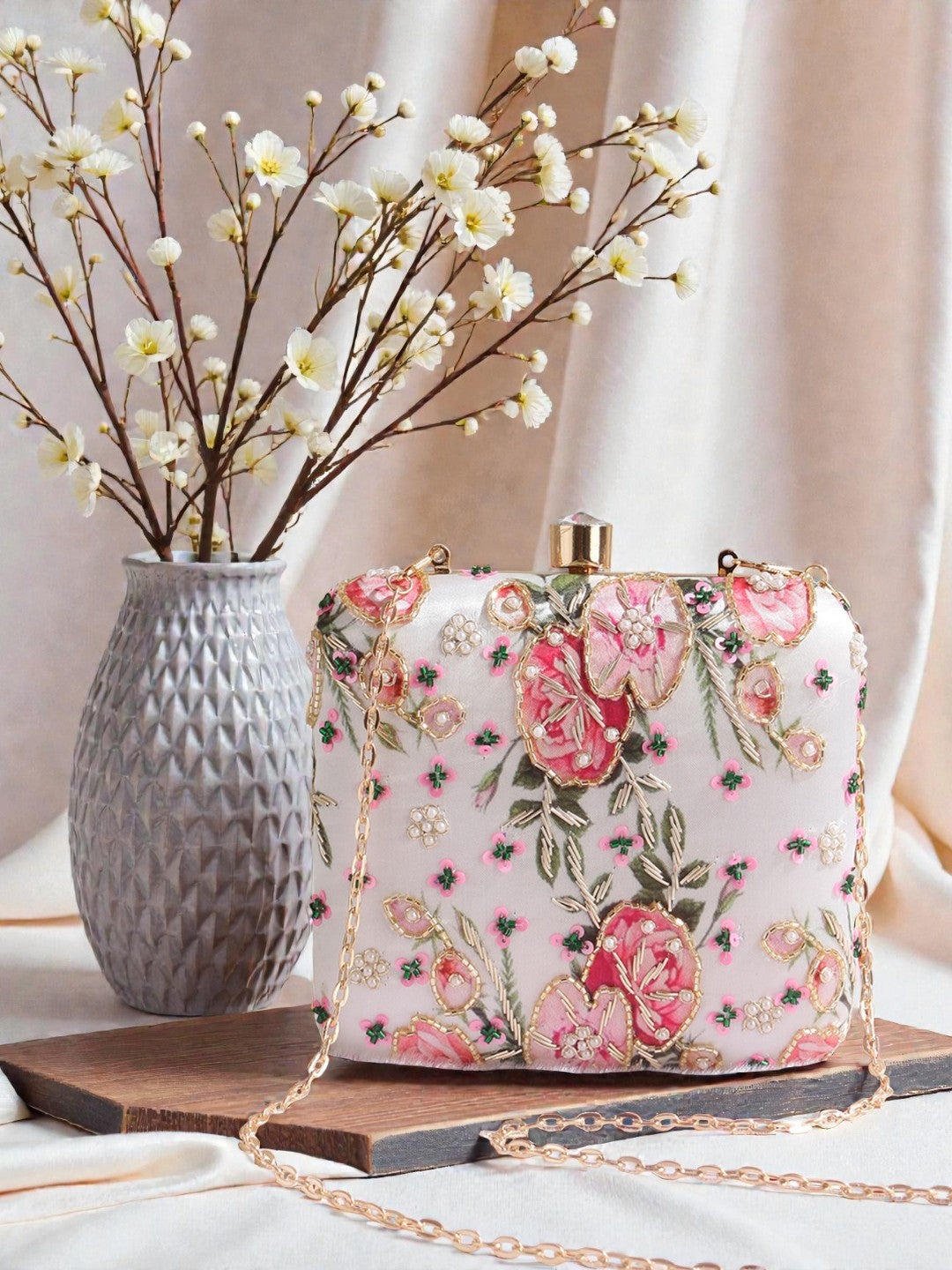 VRPS Printed Embroidered Clutch | Handcrafted Ethnic Bag | SWIS-867