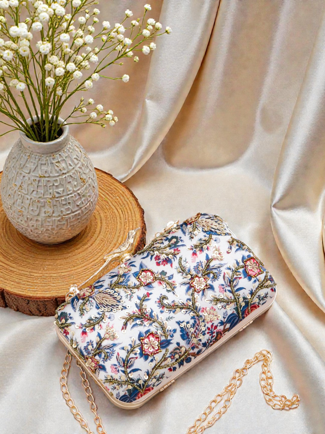 VRPS Printed Embroidered Clutch | Handcrafted Ethnic Bag | SWIS-983