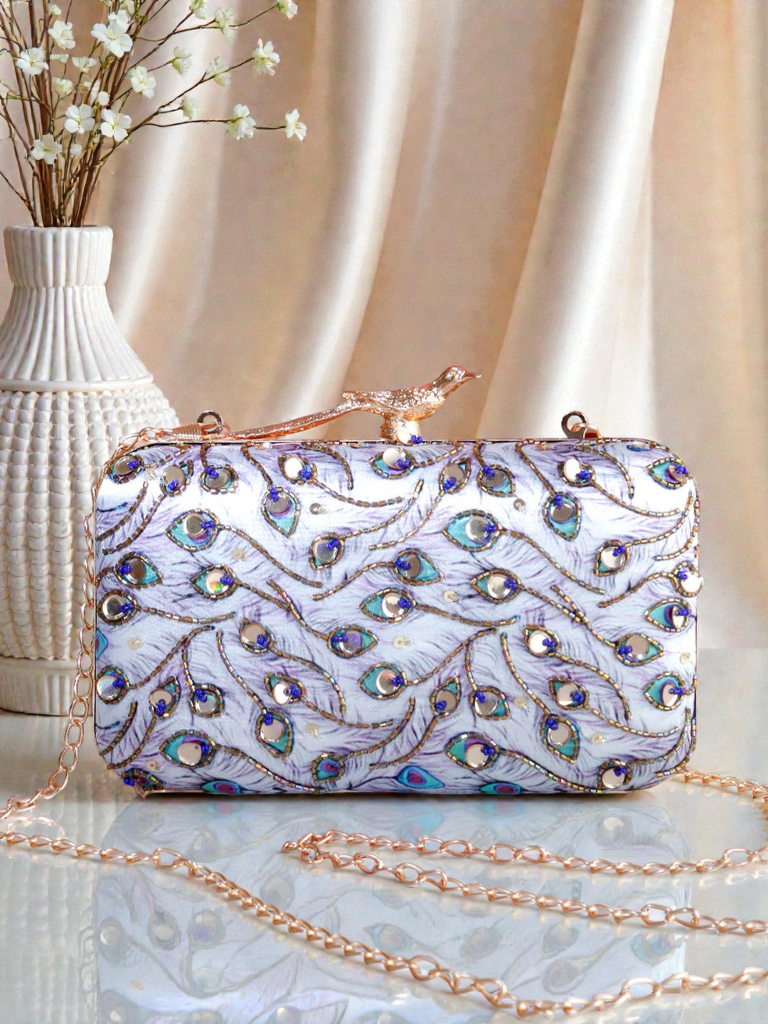 VRPS Printed Embroidered Clutch | Handcrafted Ethnic Bag | SWIS-986