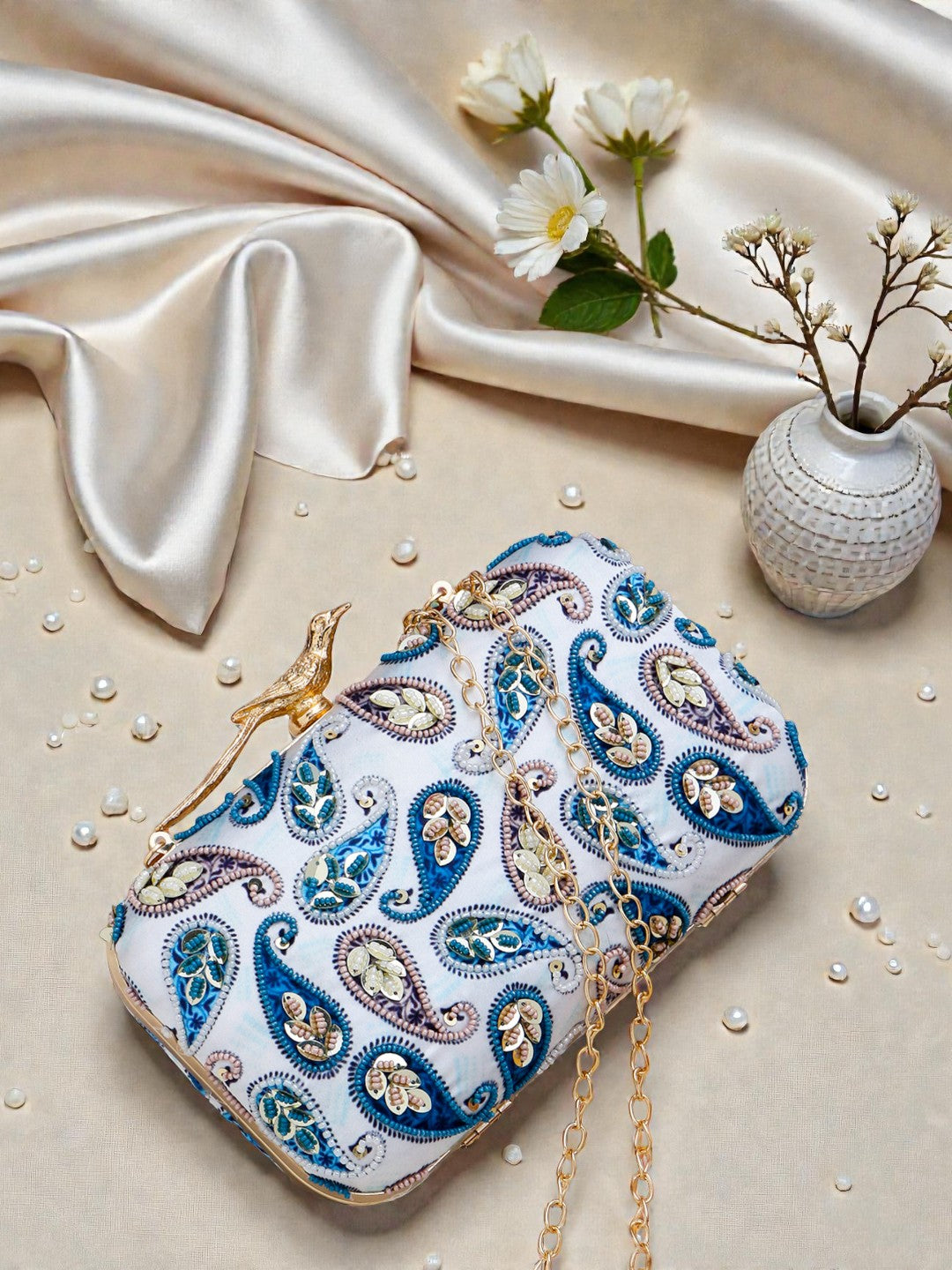 VRPS Printed Embroidered Clutch | Handcrafted Ethnic Bag | SWIS-998