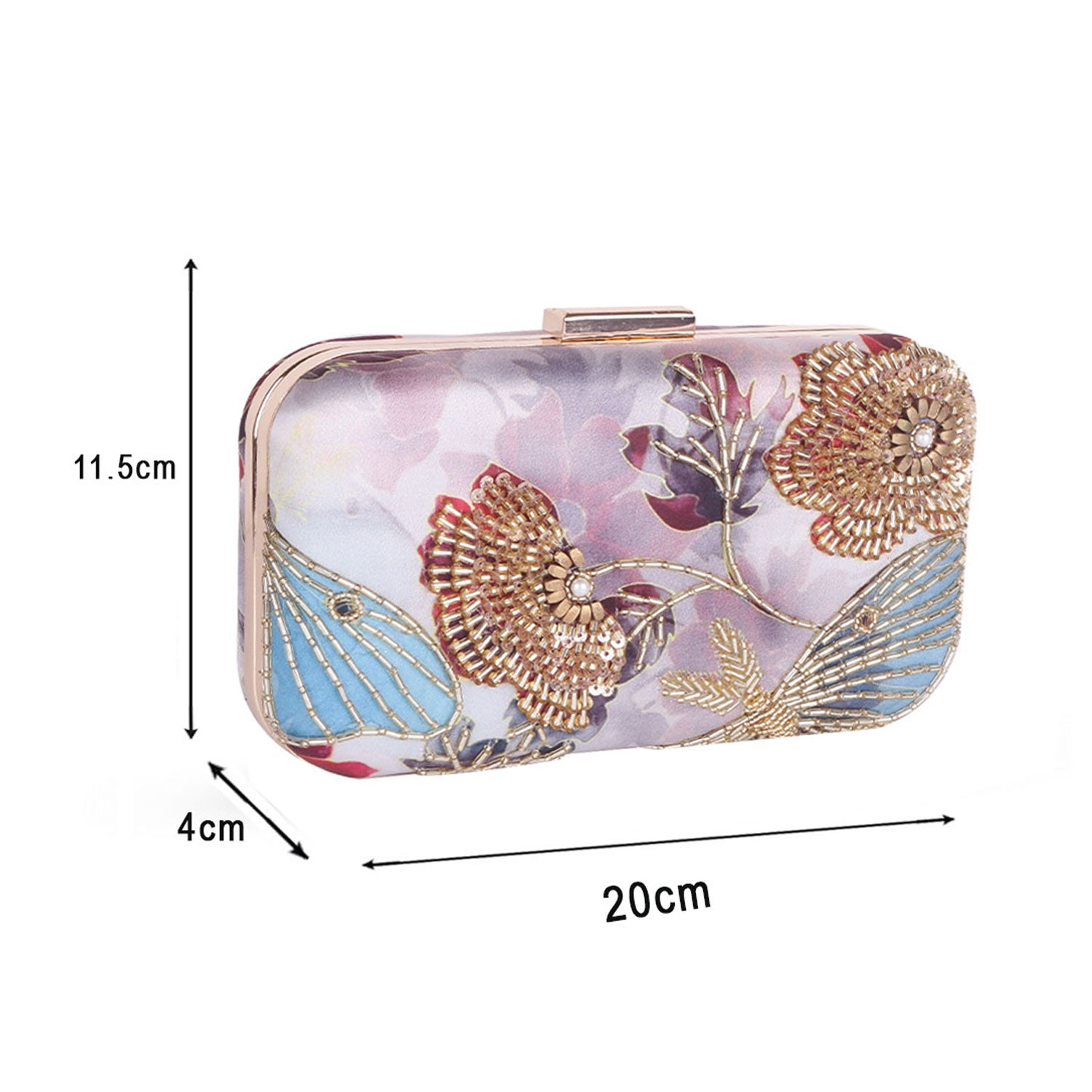 Swisni printed embroidered floral clutch bag